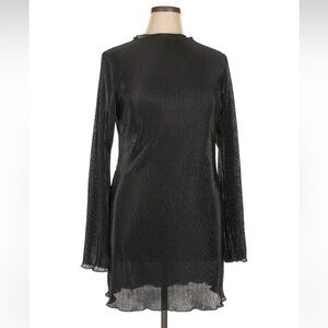 SHEIN Gray Mock Neck Bell Sleeve Sheath Dress